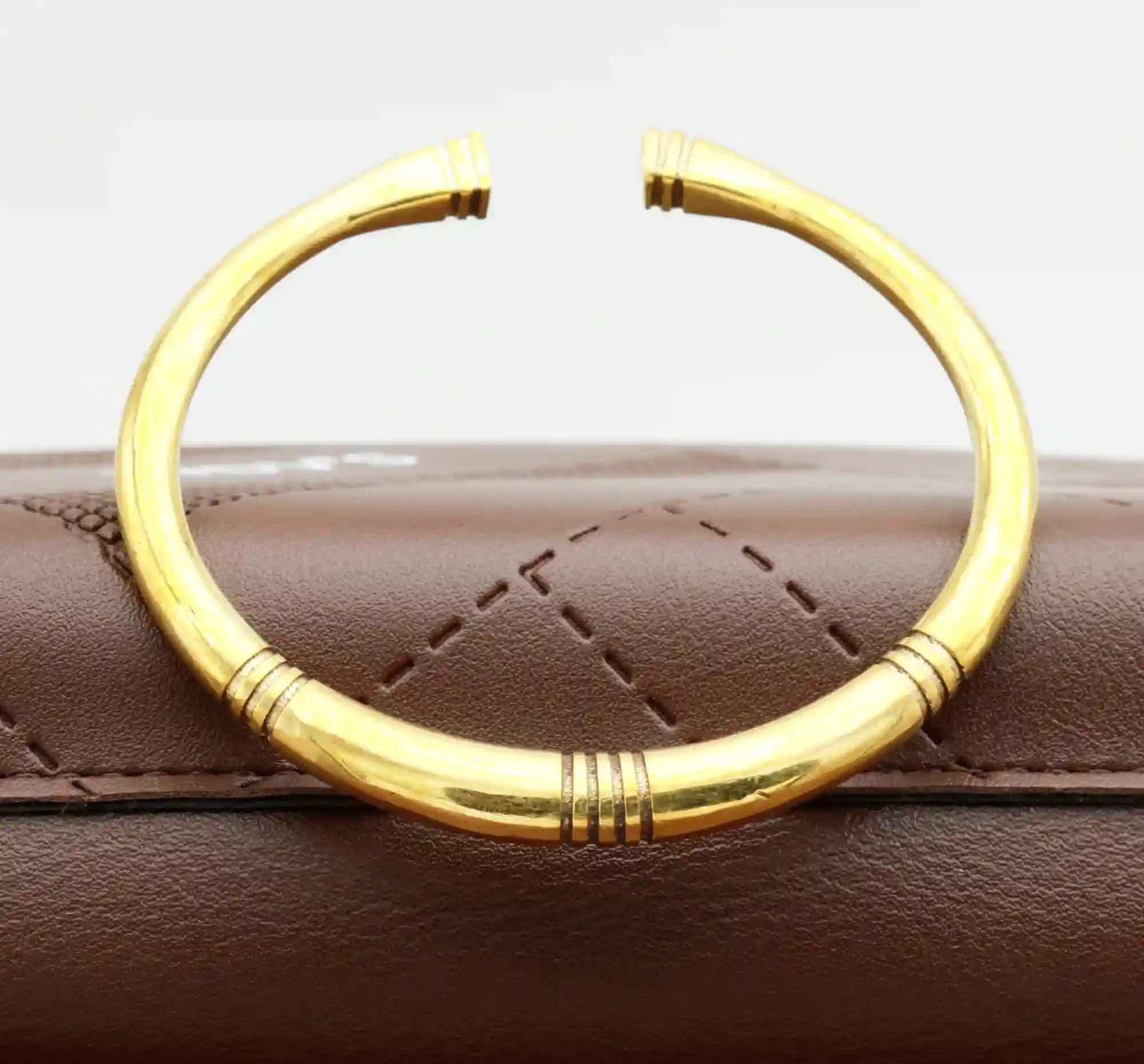 Classic Brass Kada Bangle – Unisex Open Design
